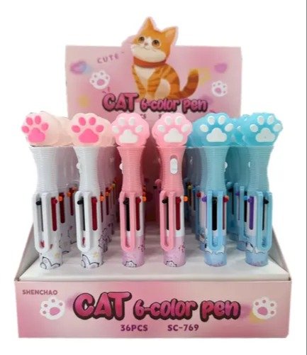 Cat 6-color in 1 ball pen